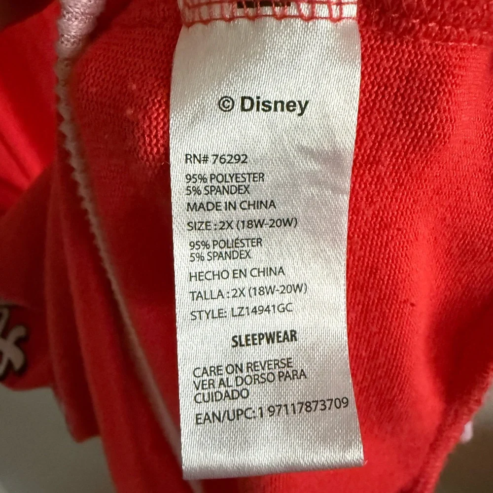 Disney Mickey & Minnie Mouse Better Together Sleep Shirt Nightgown Red Pink 2X - Picture 4 of 5